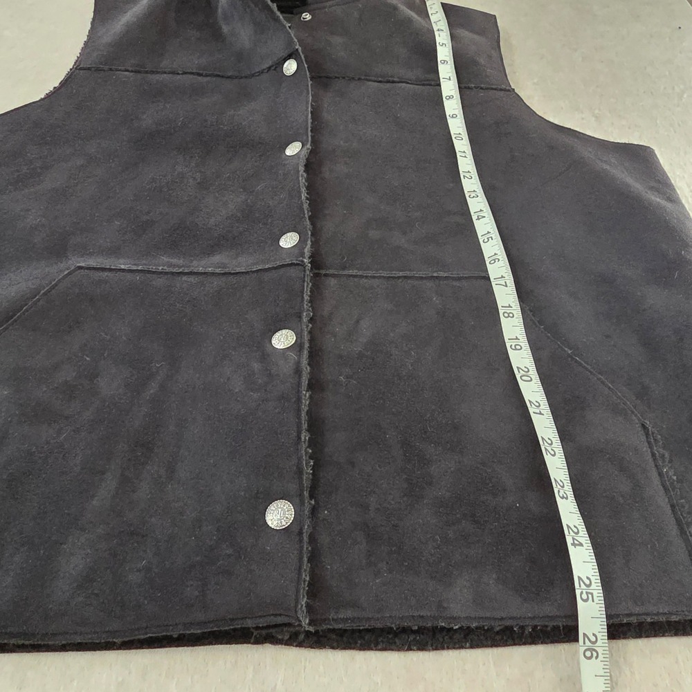 Lauren Ralph Lauren Faux Suede & Shearling Vest Sz 1X Black Hooded Outdoor Prep - Picture 7 of 11